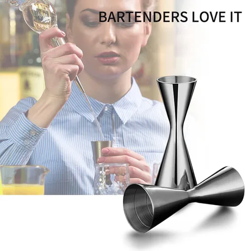 Vista 6 de Jigger de cóctel doble con medidas en el interior, 2 oz 1 oz Jigger para barman, herramientas de acero inoxidable 304 para bar, hogar, barman