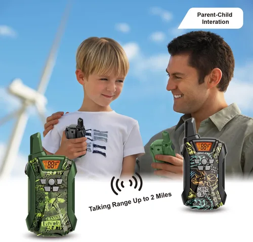 Vista 3 de Walkie Talkies para niños, 22 canales de largo alcance Walkie Talkies para niños y niñas de 4 a 12, juguete de radio de 2 vías, juguetes