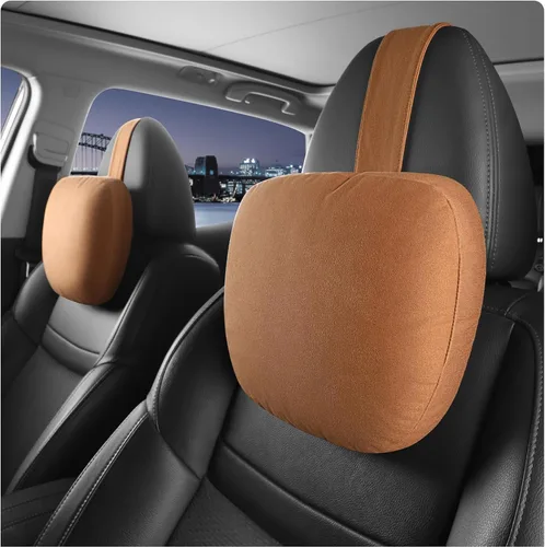 Vista 17 de 2 piezas de almohada de cuello para coche para reposacabezas, cojines de apoyo para asientos de conducción, microfibra de terciopelo, poliéster