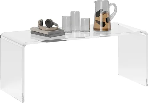 Vista 11 de HOMCOM Mesa de centro rectangular de 21 pulgadas de largo con forma de cascada de acrílico, 0.472 in de grosor, transparente