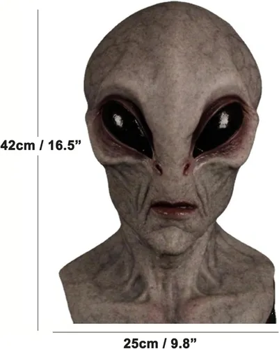 Vista 6 de LECOK Máscara de alienígena aterradora, máscaras realistas de Halloween para adultos, cubierta de cabeza de látex espeluznante, para disfraces