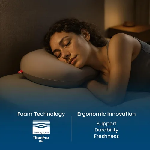 Vista 7 de IWS I WANNA SLEEP Premium Ergoblu Almohada de espuma viscoelástica cervical refrescante Satin-Touch No-Frizz Pillowcase, Orthopedic Neck & Spine