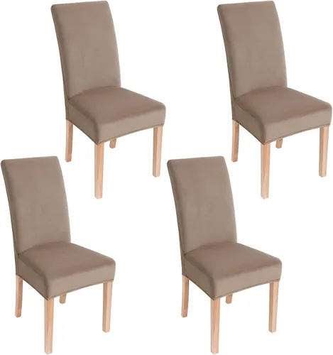 Vista 46 de smiry - Fundas para sillas de comedor de terciopelo elástico y suave, extraíbles, Terciopelo, Beige