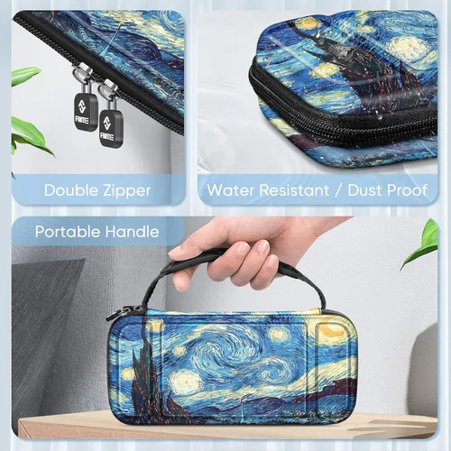 Vista 4 de Fintie - Funda para Nintendo Switch Lite 2019 (resistente a los golpes), con 15 ranuras para tarjetas de juego y 2 ranuras para tarjetas micro SD