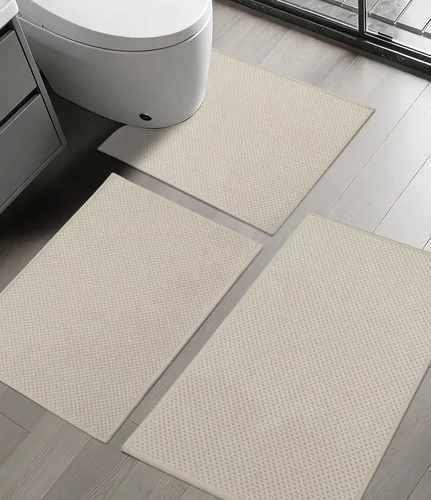 Vista 24 de YIHOUSE Juego de 2 tapetes de baño ultrafinos de secado rápido, tapete de baño absorbente para baño, antideslizante, lavable a máquina (beige)