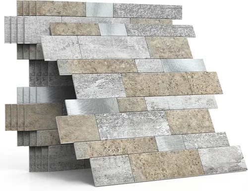 Vista 7 de Azulejo protector contra salpicaduras para cocina, despegar y pegar, acabado mate de piedra, pegatinas de azulejos para baño, panel de pared 3D