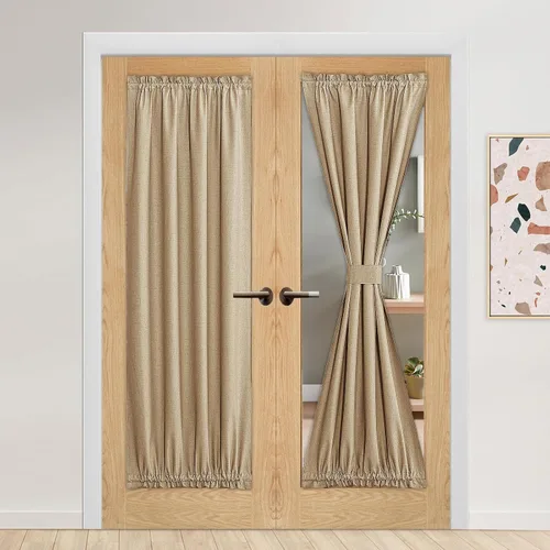 Vista 8 de NICETOWN Cortinas de Lino para Puerta Lateral - Cortinas Opacas con Aislamiento Térmico para Puerta Delantera Francesa para Sombra Pequeña