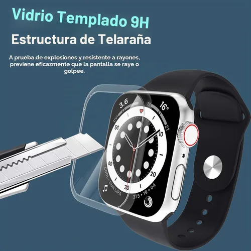 Vista 3 de Protector de pantalla de vidrio templado de 1.575 pulgadas (1.575 in), compatible con Apple Watch Series 6/5/4/SE 3, EWUONU cobertura completa