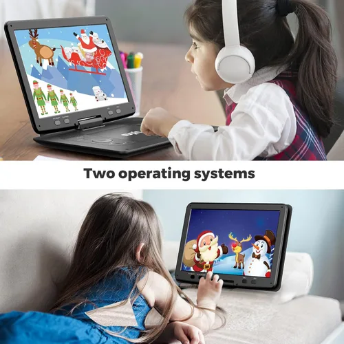 Vista 3 de Reproductor de DVD portátil de 16.9 pulgadas con pantalla grande HD de 14.1 pulgadas, batería recargable de 5 horas, reproductores de DVD para niños