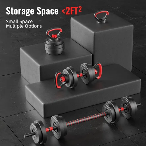 Vista 6 de Fitvids Juego de mancuernas ajustables, juego de pesas rusas de 40/60 libras, multifuncional, portátil, intercambiable, para el hogar, varios estilos