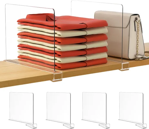 Vista 21 de HBlife 6 separadores de estantes negros, organizador vertical de bolso para armario, perfecto para suéteres, camisas, bolsos en el dormitorio