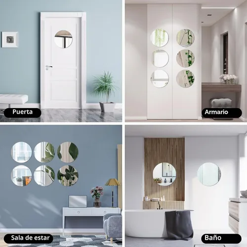 Vista 5 de Fantasyon Espejos redondos de acrílico, autoadhesivos, sin vidrio, espejo circular para pared, calcomanías para mesa de boda, centro de mesa y 11.8