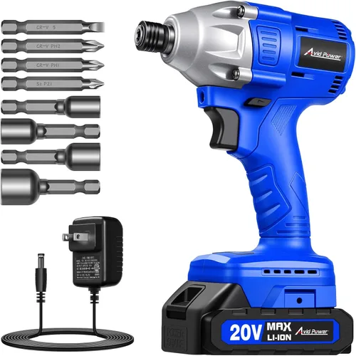Vista 10 de AVID POWER Kit de destornillador de impacto sin escobillas inalámbrico de Rojo