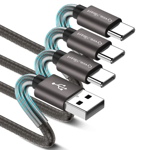 Vista 8 de Paquete de 2 cables de carga de 3 pies (carga rápida de 3 A), cargador USB C tipo cable gris cielo para iPhone 15 Pro, Samsung A32/A12/A10e/A20