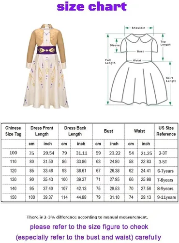 Vista 6 de SZ-TONDA Snow Queen Act 2 Dress - Girls Yellow Princess Costume Outfit Kid Ice Role Cosplay Birthday Party Apparel