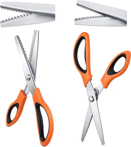 Vista 11 de Amylove Tijeras de entintar para cortar tela festoneadas de 0.197 in, tijeras dentadas de fieltro de 0.197 pulgadas para manualidades, corte