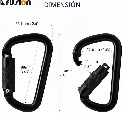 Vista 3 de Fusion Climb Swift Lock - Mosquetón de aluminio con bloqueo automático, ligero y fuerte para trabajadores de gran altitud, hamacas, accesorios