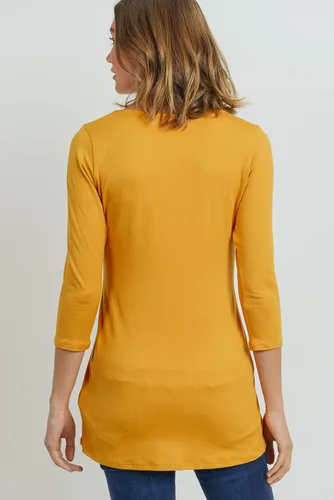 Vista 12 de LaClef - Blusa de maternidad para mujer, cuello redondo, manga 3/4, plisada al frente, estilo peplum
