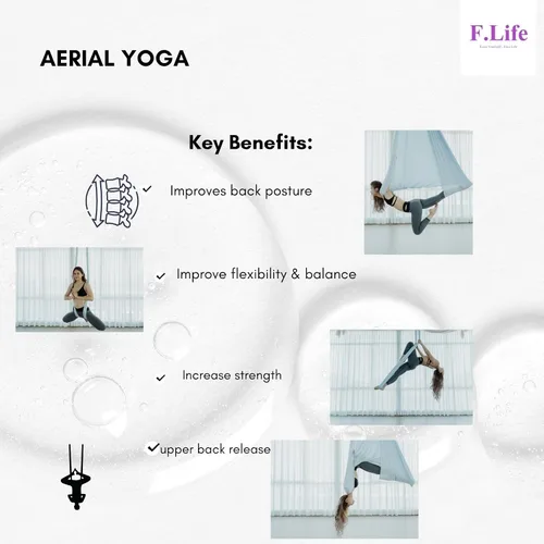 Vista 3 de F.Life Kit de hamaca de yoga aéreo, columpio de yoga, multicolor, 5 yardas, yoga volador, incluye cadena de margarita, mosquetón y guía de postura