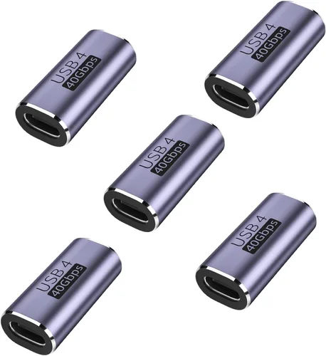 Vista 7 de Pastall Paquete de 5 adaptadores USB C hembra a hembra. Extensor Usbc. Acoplador USBC soporta transferencia de datos de hasta 10 Gbps y carga rápida