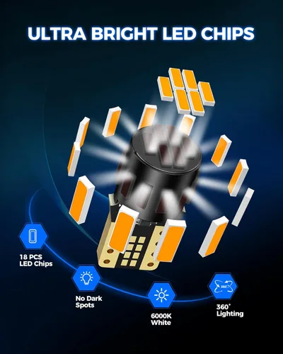 Vista 4 de Marsauto - Bombillas LED 194 amarillo ámbar para luz interior, mapa, 168 2825 W5W T10, para repuesto, superbrillantes, para auto, luz de cortesía