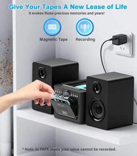 Vista 9 de Greadio Sistema estéreo para el hogar con CD Boombox y reproductor