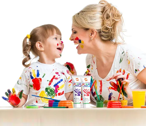 Vista 6 de Pintura de dedos lavable para niños pequeños, suministros de arte, regalo para pintura a mano de bebé, manualidades, no tóxica, 10 colores, 1.4 fl