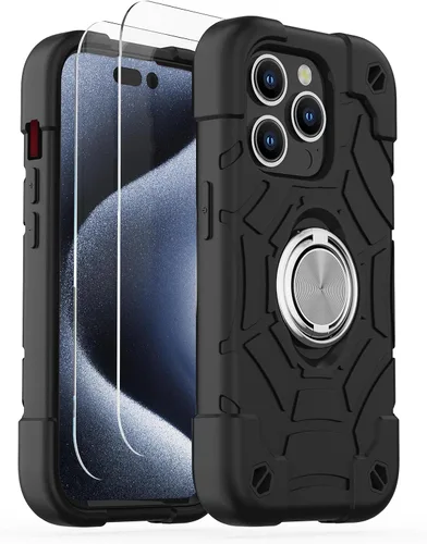 Vista 20 de KCJ Funda para iPhone SE 2022/2020, iPhone 8/7/6/6S, con [2×Protectores de Pantalla][Soporte de Anillo] Silicona Suave+PC Duro Protección Completa