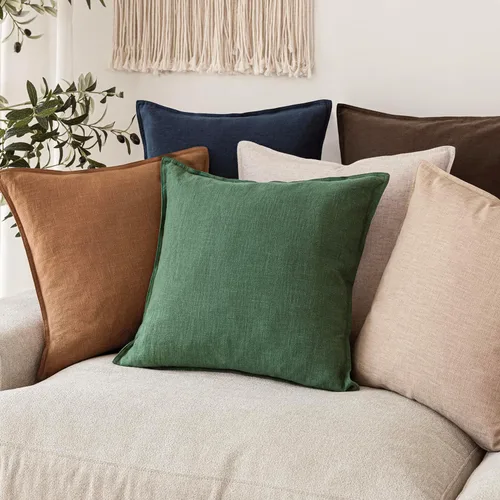 Vista 7 de Foindtower Juego de 2, Fundas Decorativas de Almohada de Lino Sólido Suaves Fundas de Cojín Europeo de Acento Estilo Granja Neutral para Silla Sofá