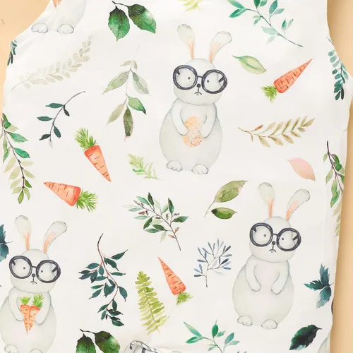 Vista 4 de Sinhoon Ropa de Pascua para bebés y niños con estampado de conejito de conejo, sin mangas, traje de Pascua