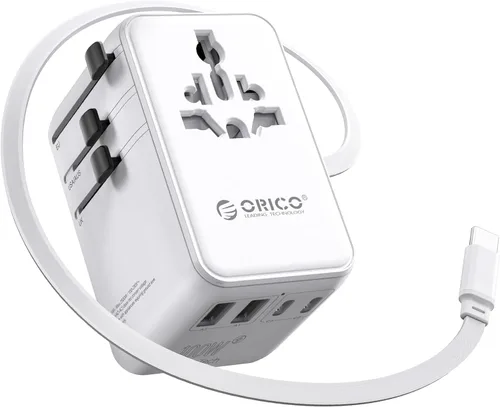 Vista 13 de ORICO Adaptador de viaje universal con 2 CA 2 USB-C y 1 conector USB-A, adaptador de corriente internacional PD 20W, cargador de pared esencial