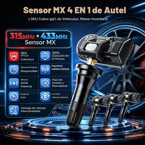 Vista 2 de Autel TPMS - Juego de 4 sensores MX-Sensor 2 en 1 315 MHz+433 MHz