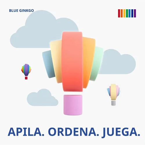 Vista 5 de BLUE GINKGO - Rompecabezas de silicona de arcoíris apilables - Rompecabezas de anidación arcoíris Montessori Juguete de apilar para niños y niños