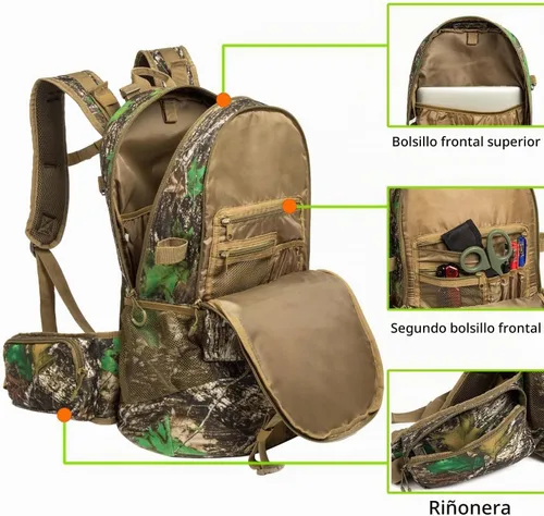 Vista 2 de Mochila de caza, paquetes de caza duraderos para hombres camuflaje - caqui