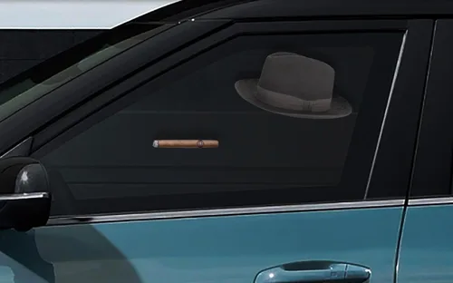 Vista 2 de The Driving Crooner Fedora y calcomanías de cigarros para coche ITYSL