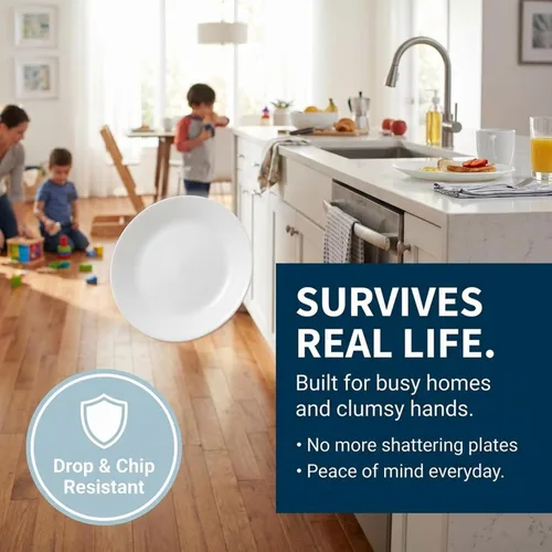 Vista 2 de Corelle Vitrelle - Juego de 6 platos para ensalada y aperitivos, vidrio de triple capa y resistente a las astillas, platos redondos ligeros de 6 3/4