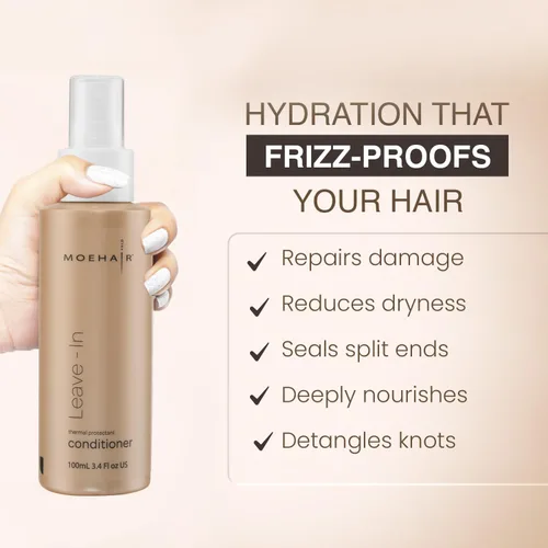 Vista 3 de MOEHAIR Travel Leave In Acondicionador para desenredar el cabello, espray alisador para el cabello, tamaño de viaje, 3.4 onzas líquidas
