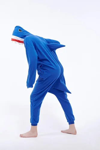 Vista 2 de Mameluco de tiburón para usar como pijama, cosplay o disfraz de Halloween