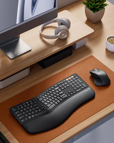 Vista 7 de ProtoArc Teclado y Ratón Inalámbrico Ergonómico, EKM01 Plus Combo de Teclado y Ratón Bluetooth Ergo de Tamaño Completo, Diseño Dividido