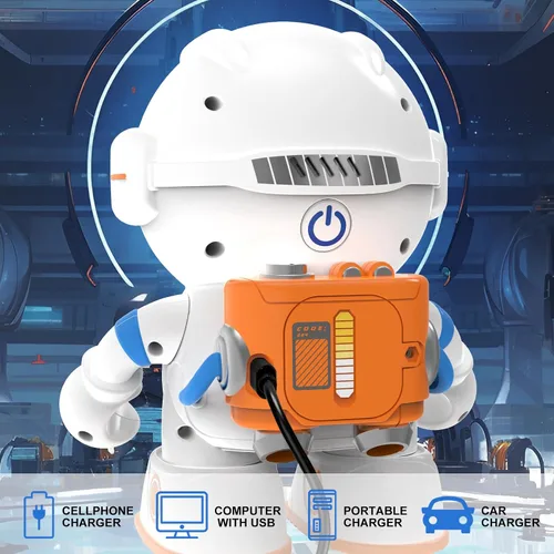 Vista 6 de KaeKid Robots astronautas para niños, robótico parlante inteligente con sensor táctil, control de voz, reconocimiento de voz, cantar, bailar