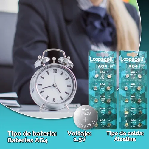 Vista 3 de 20 pilas de reloj alcalinas LOOPACELL AG4 LR626 377 de 1.5 V