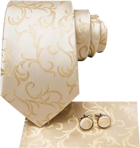 Vista 183 de Hi-Tie Corbata clásica de cachemira para hombre con pañuelo y gemelos a cuadros