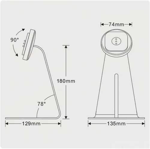Vista 4 de Soporte magnético en el escritorio con funda de carga A6 para iPad mini (A17 Pro, A15 Bionic) de 8.3 pulgadas, forma clásica de L, base de metal