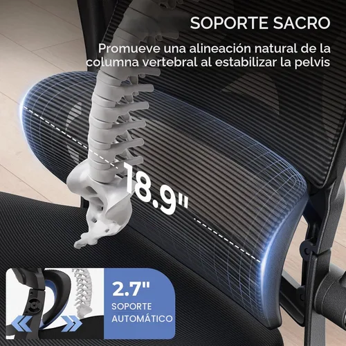 Vista 3 de Silla ergonómica de oficina - Soporte sacro ergonómico