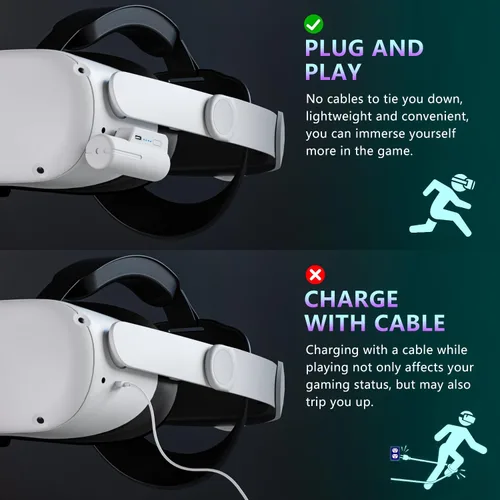 Vista 33 de Saqico Battery Pack for Oculus Quest 2/3/3S, 5000mAh Extended Power with Multi-Colors RGB Lights, Lightweight and Portable VR Extend Power