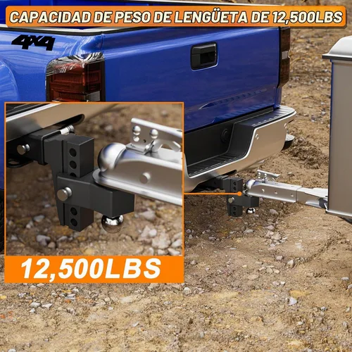 Vista 5 de VNN - Enganche de remolque ajustable: se adapta solo a receptor de 2 pulgadas, caída/elevación de 6 pulgadas, enganche de caída de aluminio, montaje
