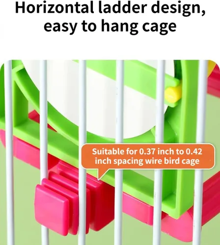 Vista 3 de Perca para pájaros con espejo, bola masticable de loro, juguetes de búsqueda de alimentos, juguete interactivo de inteligencia para pájaros