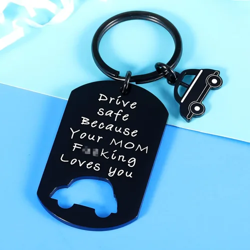 Vista 3 de Divertido llavero de regalo de conductor para hijo, hija de mamá, papá, regalo de Navidad de San Valentín para adolescentes, adultos, niños, niñas