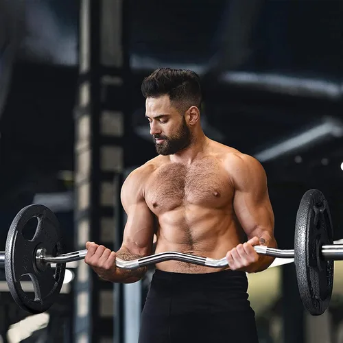 Vista 3 de RitFit Barra de rizo EZ de 2 pulgadas con pesas, capacidad de peso de 350 libras, barra olímpica para ejercicios de bíceps, tríceps y levantamiento