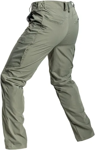 Vista 7 de Pantalones tácticos tipo cargo para hombre, repelentes al agua, pantalones de trabajo Ripstop, reforzados hasta la rodilla, cintura elástica,